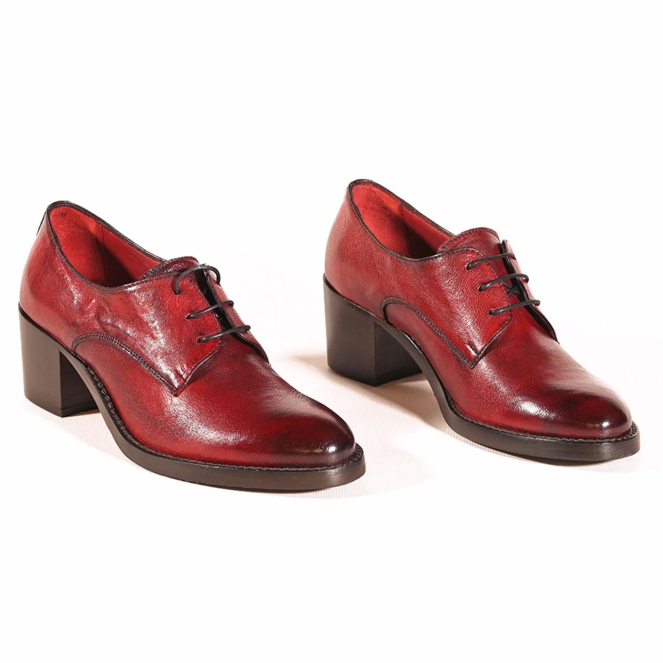 Scarpa stringata con tacco - Rosso Inglese
