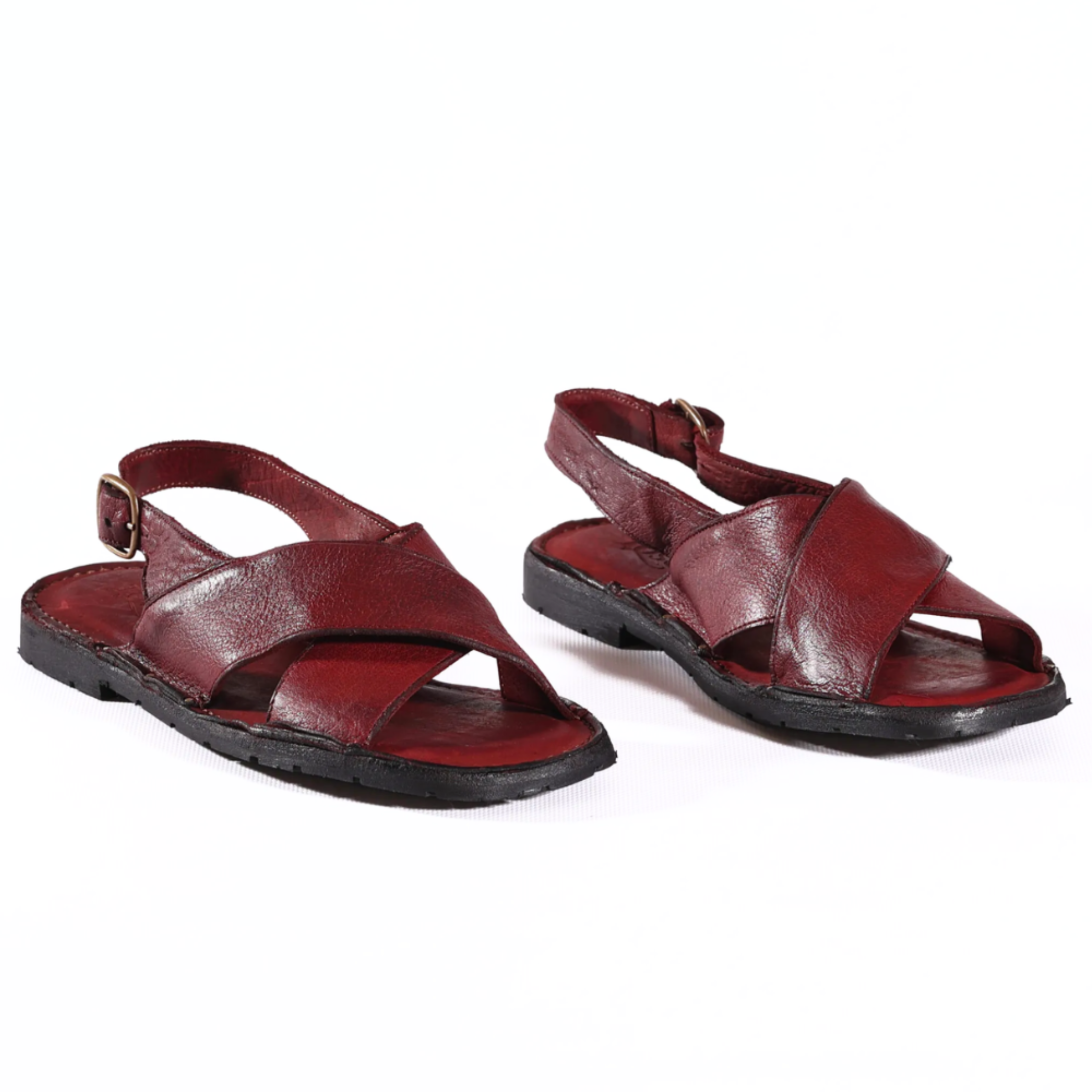 Sandalo in pelle - Rosso